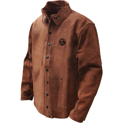 Veste de soudage en cuir fleur de vache refendu Gander Brand, Cuir, 4T-Grand, Brun Meunier Outillage Industriel