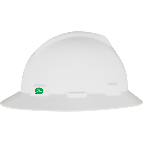 Casque de s&eacute;curit&eacute; &agrave; bord complet V-Gard GREEN avec fentes, R&eacute;pond aux normes CSA type 1, Suspension Rochet Meunier Outillage Industriel
