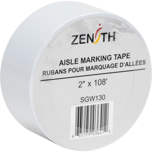 Ruban pour marquage d'all&eacute;es, 2" x 108', PVC, Blanc Meunier Outillage Industriel