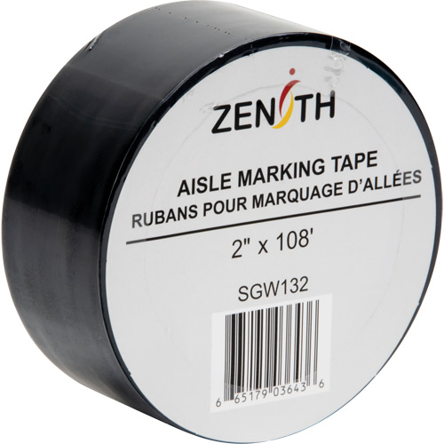 Aisle Marking Tape, 2" x 108', PVC, Black Meunier Outillage Industriel