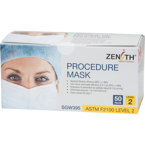 Disposable Procedure Face Masks, ASTM F2100 Level 2, Class 1 Meunier Outillage Industriel