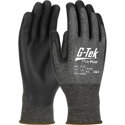 Gants r&eacute;sistants aux coupures G-Tek PolyKor X7, Taille Petit, Calibre 18, Rev&ecirc;tement Polyur&eacute;thane, Enveloppe en Poly&eacute;thyl&egrave;ne, ASTM ANSI niveau A7/EN 388 niveau F Meunier Outillage Industriel