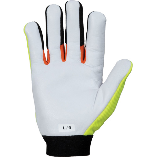 Gants de m&eacute;canicien &agrave; haute visibilit&eacute; ClutchGear, Paume Cuir fleur de ch&egrave;vre, Taille Moyen Meunier Outillage Industriel
