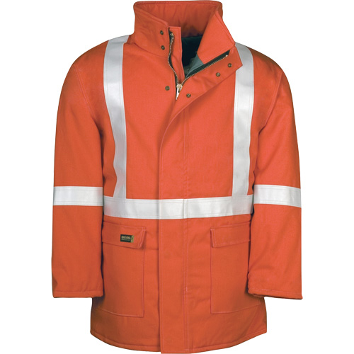 Parka dhiver &agrave; doublure matelass&eacute;e AllOut Westex UltraSoft avec bandes r&eacute;fl&eacute;chissantes, Moyen (grande taille), Orange haute visibilit&eacute;, 46 cal/cm² Meunier Outillage Industriel