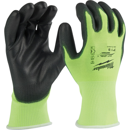 Gants &agrave; haute visibilit&eacute; enduits par trempage, Taille Petit, Calibre 15, Rev&ecirc;tement Polyur&eacute;thane, Enveloppe en Poly&eacute;thyl&egrave;ne, ASTM ANSI niveau A1 Meunier Outillage Industriel