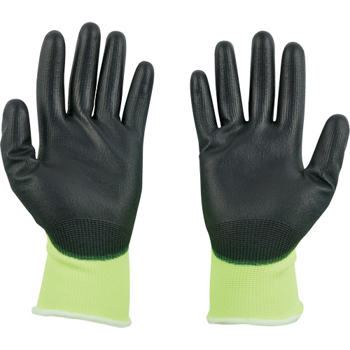 Gants &agrave; haute visibilit&eacute; enduits par trempage, Taille Petit, Calibre 15, Rev&ecirc;tement Polyur&eacute;thane, Enveloppe en Poly&eacute;thyl&egrave;ne, ASTM ANSI niveau A1 Meunier Outillage Industriel