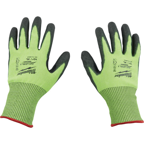 High Visibility Dipped Gloves, Size 2X-Large, 15 Gauge, Polyurethane Coated, Polyethylene Shell, ASTM ANSI Level A5 Meunier Outillage Industriel