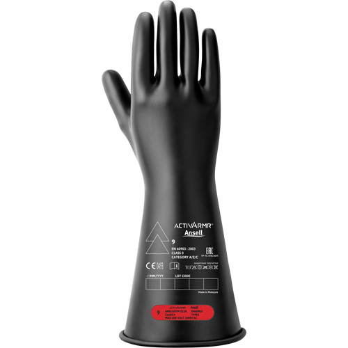 Electrical Insulating Gloves, ASTM Class 0, Size 10, 11" L Meunier Outillage Industriel