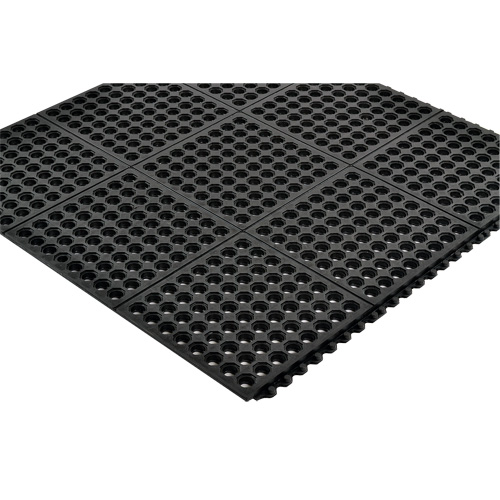 Tapis antifatigue &agrave; imbrication Cushion-Ease 550, &agrave; fentes, 3' x 3' x 3/4", Noir, Caoutchouc Meunier Outillage Industriel