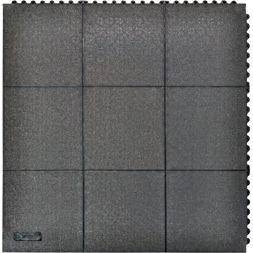 Cushion-Ease&reg; Interlocking Anti-Fatigue Mat, Pebbled, 3' x 3' x 3/4", Black, Natural Rubber Meunier Outillage Industriel