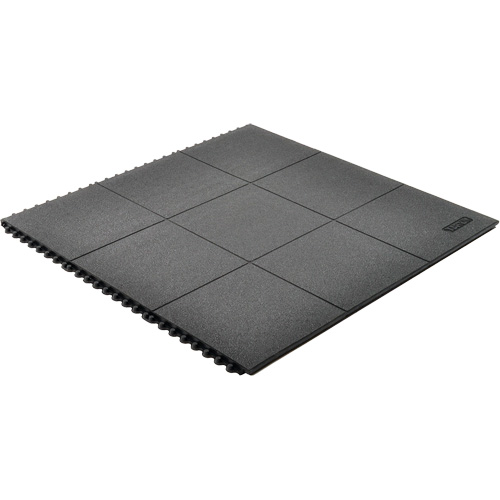 Cushion-Ease&reg; Interlocking Anti-Fatigue Mat, Pebbled, 3' x 3' x 3/4", Black, Natural Rubber Meunier Outillage Industriel