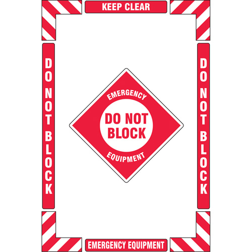 Trousse de marquage du sol ?Emergency Equipment? (&eacute;quipement durgence), Adh&eacute;sif, Anglais avec pictogramme Meunier Outillage Industriel