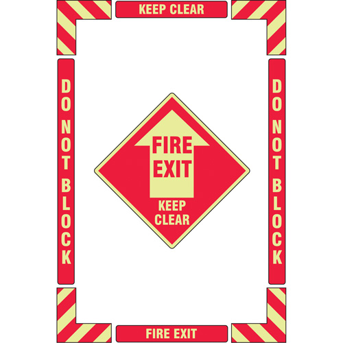 "Fire Exit" Floor Marking Kit, Adhesive, English with Pictogram Meunier Outillage Industriel
