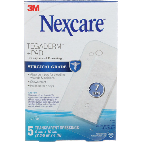 Nexcare Tegaderm + Pad Transparent Dressing, Rectangular/Square, 4", Plastic, Sterile Meunier Outillage Industriel