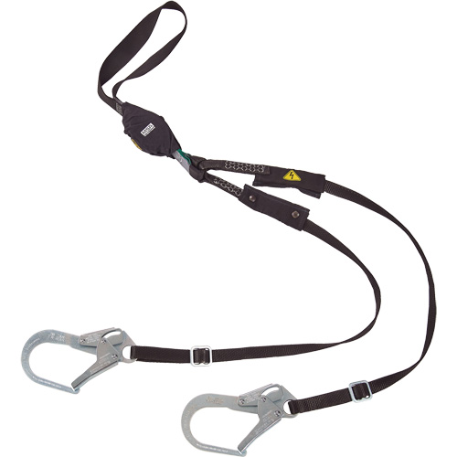Longe utilitaire &agrave; amortisseur d'&eacute;nergie V-Series, 6', Point d'ancrage &agrave; Crochet d'armature, Crochet mousqueton aux jambes, Nylon Meunier Outillage Industriel