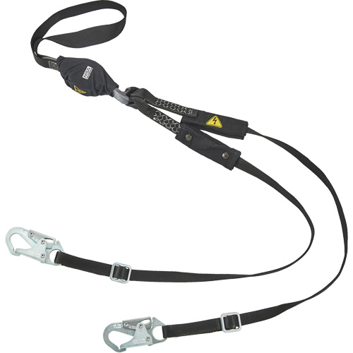 Longe utilitaire &agrave; amortisseur d'&eacute;nergie V-Series, 6', Point d'ancrage &agrave; Crochet mousqueton, Crochet mousqueton aux jambes, Nylon Meunier Outillage Industriel