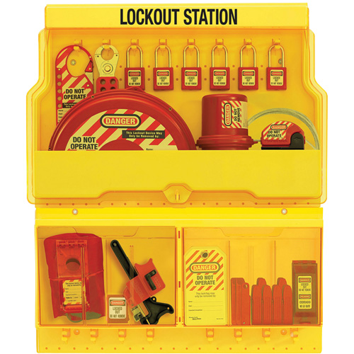 Standard Valve & Electrical Deluxe Lockout Station, Thermoplastic Padlocks, 32 Padlock Capacity, Padlocks Included Meunier Outillage Industriel