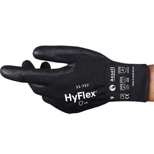 Gants r&eacute;sistant aux coupures Hyflex 11-757, Taille 8, Calibre 18, Rev&ecirc;tement Polyur&eacute;thane, Enveloppe en Intercept, ASTM ANSI niveau A7/EN 388 niveau F Meunier Outillage Industriel