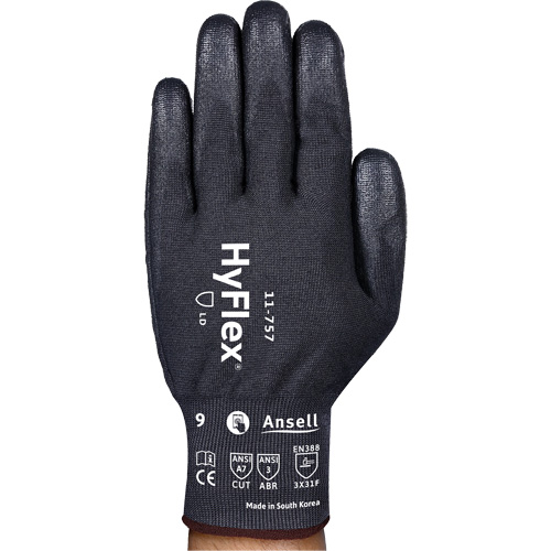 Gants r&eacute;sistant aux coupures Hyflex 11-757, Taille 8, Calibre 18, Rev&ecirc;tement Polyur&eacute;thane, Enveloppe en Intercept, ASTM ANSI niveau A7/EN 388 niveau F Meunier Outillage Industriel