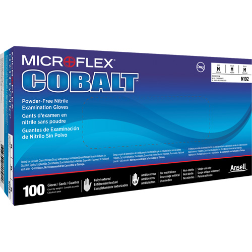 Microflex&reg; Cobalt&reg; N19 Multi-Purpose Exam Gloves, X-Small, Nitrile, 3.9-mil, Powder-Free, Blue, Class 2 Meunier Outillage Industriel