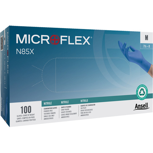 Microflex&reg; N85 Gloves, X-Small, Nitrile, 3.5-mil, Powder-Free, Blue, Class 2 Meunier Outillage Industriel