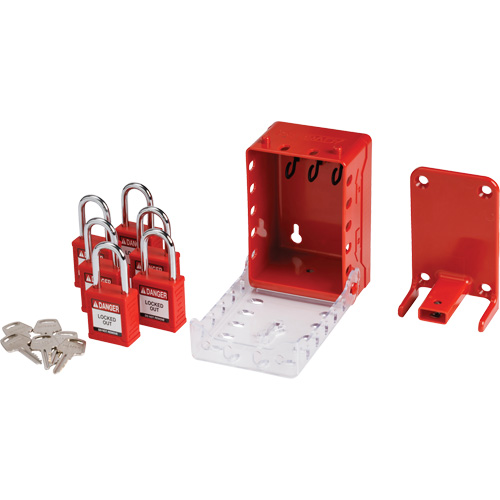 Ultra Compact Group Lockout Box with Nylon Safety Lockout Padlocks, Red Meunier Outillage Industriel