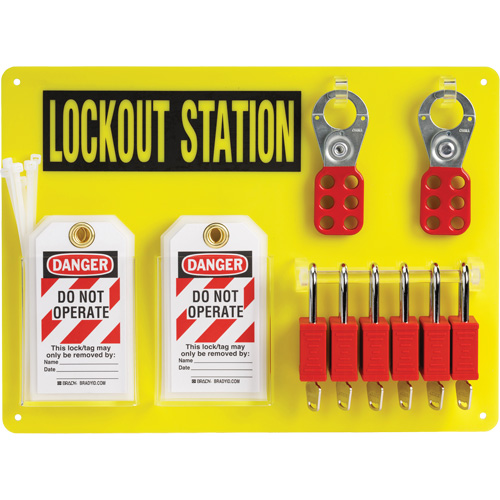 Lockout Board with Keyed Different Nylon Safety Lockout Padlocks, Plastic Padlocks, 6 Padlock Capacity, Padlocks Included Meunier Outillage Industriel