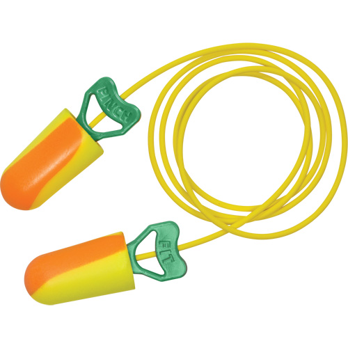 Bouchons d'oreilles biosourc&eacute;s PinchFit BioSoft, Vrac - Boîte, Avec cordon Meunier Outillage Industriel