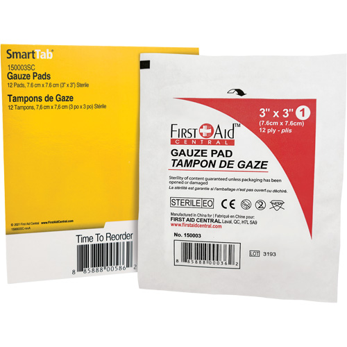Recharge de gaze SmartCompliance, Tampon, 3" lo x 3" la, St&eacute;rile, Dispositif m&eacute;dical Classe 1 Meunier Outillage Industriel