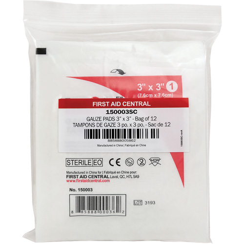 Recharge de gaze SmartCompliance, Tampon, 3" lo x 3" la, St&eacute;rile, Dispositif m&eacute;dical Classe 1 Meunier Outillage Industriel