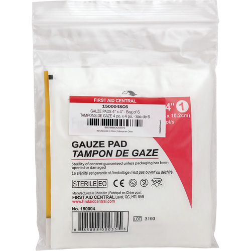 Recharge de gaze SmartCompliance, Tampon, 4" lo x 4" la, St&eacute;rile, Dispositif m&eacute;dical Classe 1 Meunier Outillage Industriel