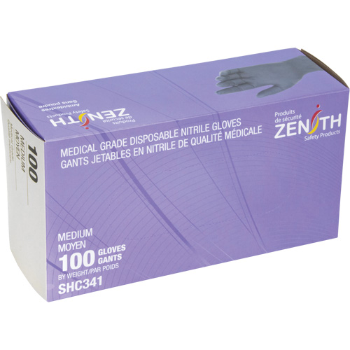 Gants jetables de calibre m&eacute;dical, Moyen, Nitrile, 6 mils, Sans poudre, Noir, Classe 2 Meunier Outillage Industriel