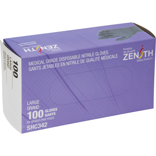 Medical Grade Disposable Gloves, Large, Nitrile, 6-mil, Powder-Free, Black, Class 2 Meunier Outillage Industriel