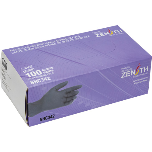 Medical Grade Disposable Gloves, Large, Nitrile, 6-mil, Powder-Free, Black, Class 2 Meunier Outillage Industriel