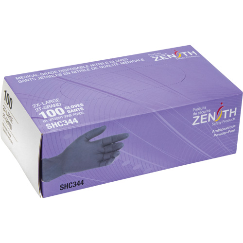 Medical Grade Disposable Gloves, 2X-Large, Nitrile, 6-mil, Powder-Free, Black, Class 2 Meunier Outillage Industriel