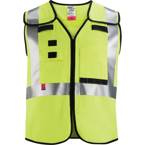 Gilet de s&eacute;curit&eacute; &agrave; maille d&eacute;tachable, Noir/Jaune lime haute visibilit&eacute;, Moyen/Petit Meunier Outillage Industriel