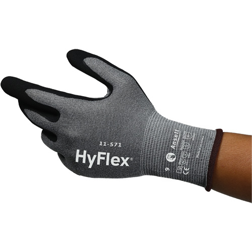 Gants anti-coupures HyFlex 11-571, Taille 5, Calibre 15, Rev&ecirc;tement Nitrile, Enveloppe en Nylon/PEHP/Spandex, ASTM ANSI niveau A4/EN 388 niveau D Meunier Outillage Industriel