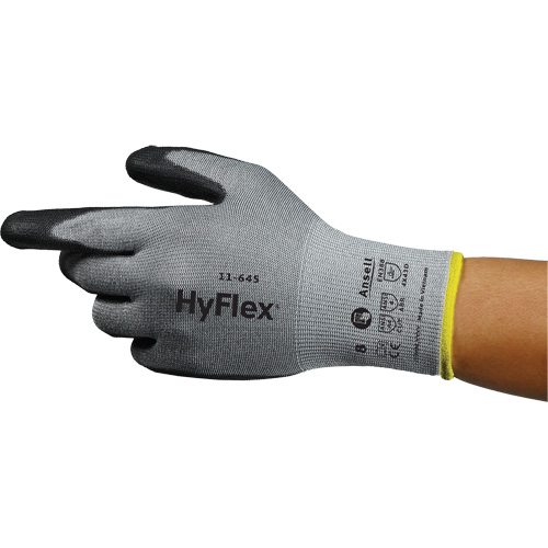 Gants anti-coupures HyFlex 11-645, Taille 5, Calibre 13, Rev&ecirc;tement Polyur&eacute;thane, Enveloppe en Intercept, ASTM ANSI niveau A4/EN 388 niveau D Meunier Outillage Industriel