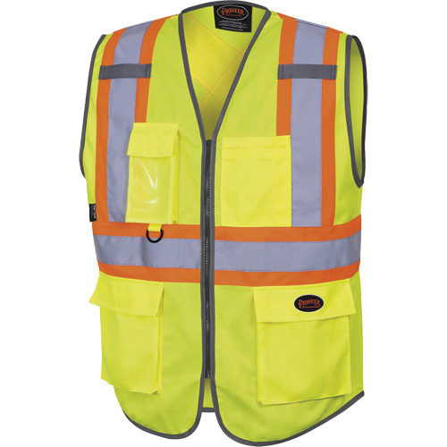 6959 Zip-Front Safety Vest, High Visibility Lime-Yellow, 4X-Large, Polyester Meunier Outillage Industriel