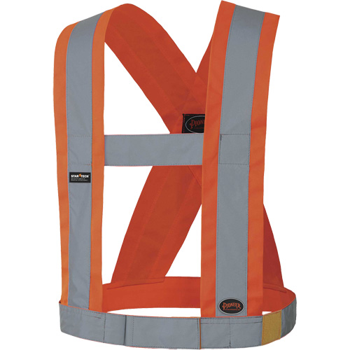 5490 Bretelles de s&eacute;curit&eacute; r&eacute;glable de 4" de large, R&eacute;pond ou surpasse la norme CSA Z96 classe 2 - niveau 2, Orange haute visibilit&eacute;, Couleur r&eacute;fl&eacute;chissante Argent, Taille unique Meunier Outillage Industriel