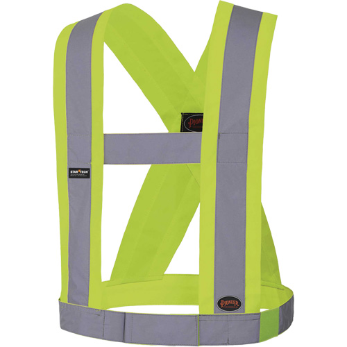 5492 Bretelles de s&eacute;curit&eacute; r&eacute;glable de 4" de large, R&eacute;pond ou surpasse la norme CSA Z96 classe 2 - niveau 2, Jaune lime haute visibilit&eacute;, Couleur r&eacute;fl&eacute;chissante Argent, Taille unique Meunier Outillage Industriel