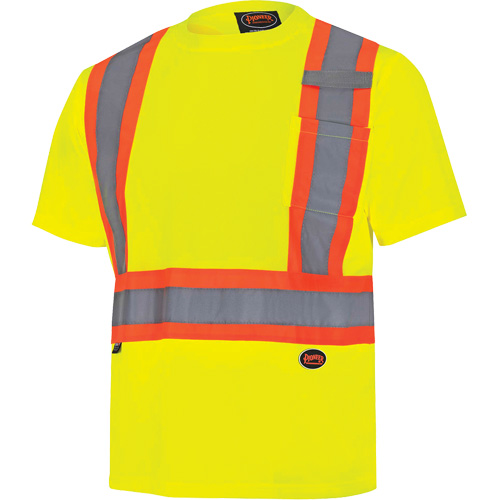 6991 Bird's-Eye Safety Shirt, Polyester, 3X-Large, High Visibility Lime-Yellow Meunier Outillage Industriel
