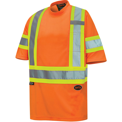 6970 Bird's-Eye Safety T-Shirt, Polyester, X-Small, High Visibility Orange Meunier Outillage Industriel