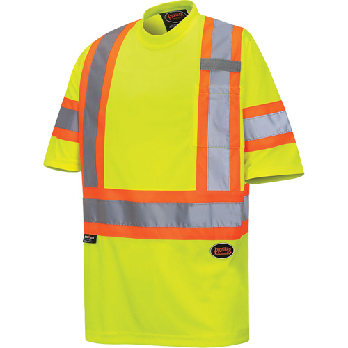 6971 Bird's-Eye Safety T-Shirt, Polyester, X-Small, High Visibility Lime-Yellow Meunier Outillage Industriel