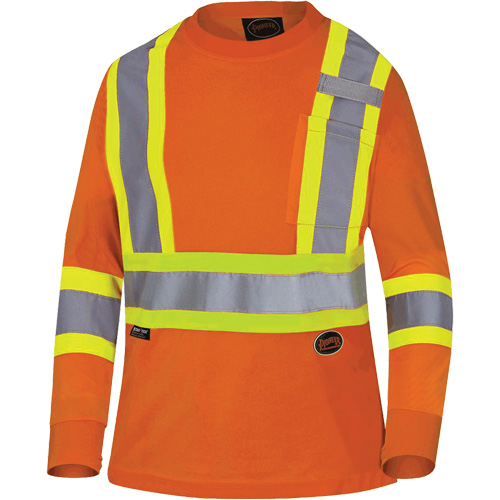 6968 T-shirt de s&eacute;curit&eacute; en il-de-perdrix pour femme, Polyester, T-petit, Orange haute visibilit&eacute; Meunier Outillage Industriel