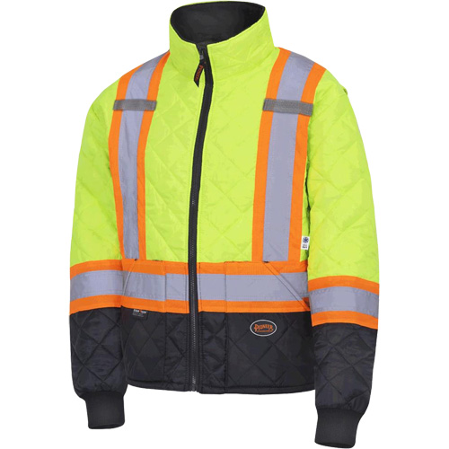 5016 Manteau matelass&eacute; pour cong&eacute;lateur, Polyester, Noir/Jaune lime haute visibilit&eacute;, T-petit Meunier Outillage Industriel