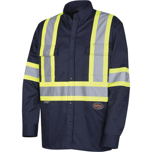 4414 Button-Down Work Shirt, Poly-Cotton, Small, Navy Blue Meunier Outillage Industriel