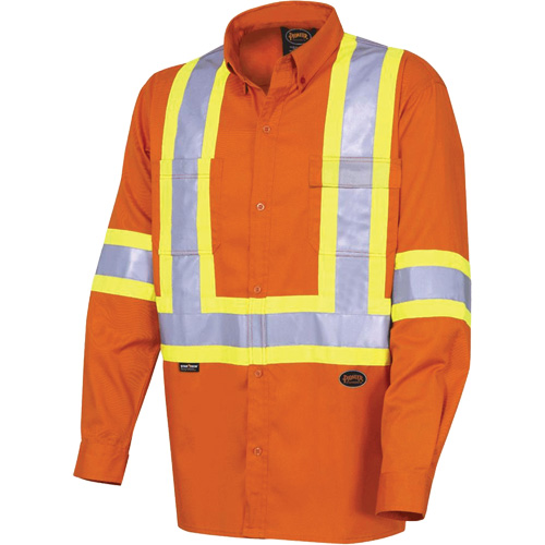 4441 Chemise de s&eacute;curit&eacute; &agrave; manches longues ultra respirante, Coton, Petit, Orange haute visibilit&eacute; Meunier Outillage Industriel
