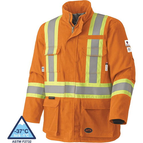 5533 Manteau de s&eacute;curit&eacute; ignifuge, Petit, Orange haute visibilit&eacute;, 58 cal/cm² Meunier Outillage Industriel