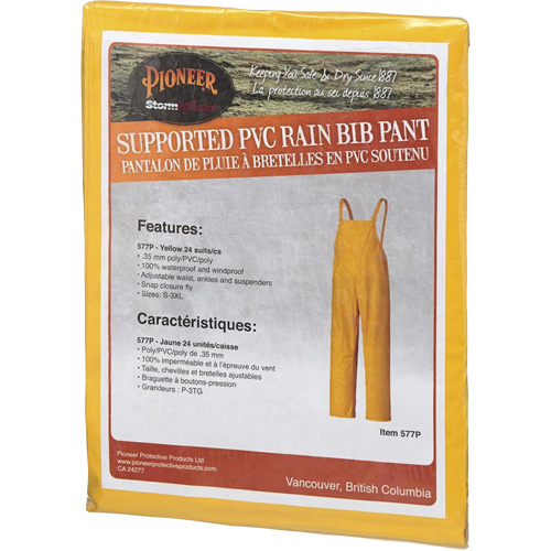 577P Storm Master&reg; Bib Pants, Small, Polyester/PVC, Yellow Meunier Outillage Industriel